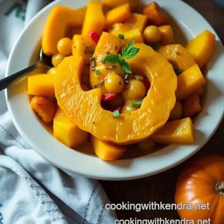 Roasted Crown Prince Squash with Herb Infusion presentation