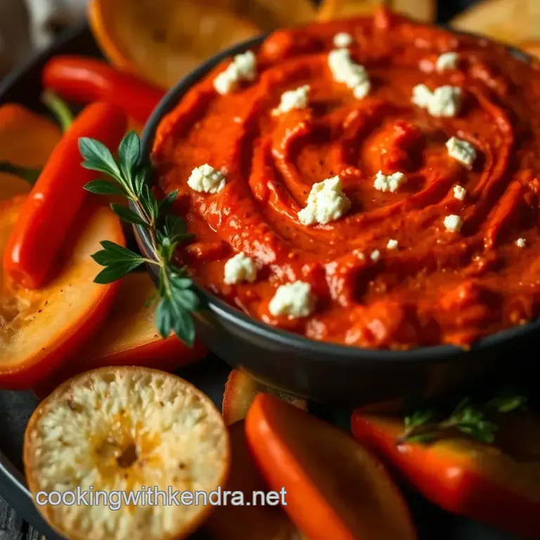 Roasted Sweet Red Pepper and Feta Dip presentation