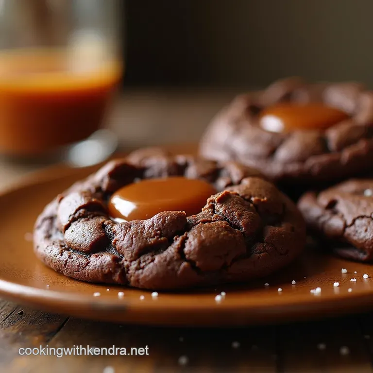 The Fudgy Finale Triple Chocolate Chunk Cookies with Molten Sea Salt Caramel Centres presentation