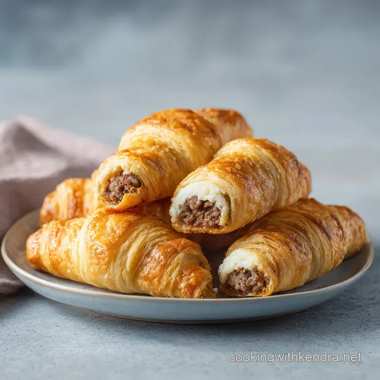 A neat stack of warm crescent rolls, lightly browned, showcasing their puffed, layered texture.