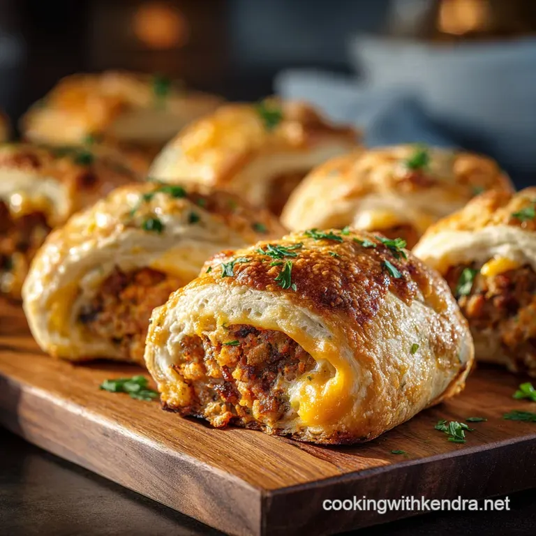 Tailgate Snacks: the Full-Time Whistle Sausage Aged Cheddar Rolls presentation