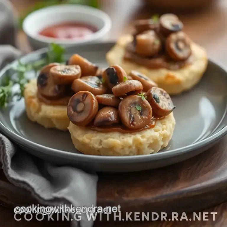 Sautéed Mushrooms on Crispy Muffins presentation