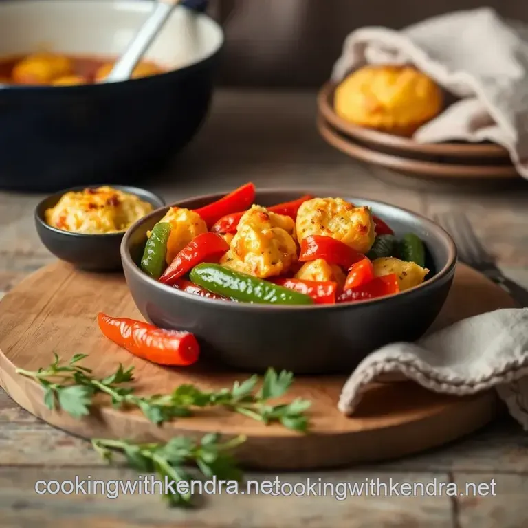 Sautéed Peppers & Cheesy Muffins Delight presentation