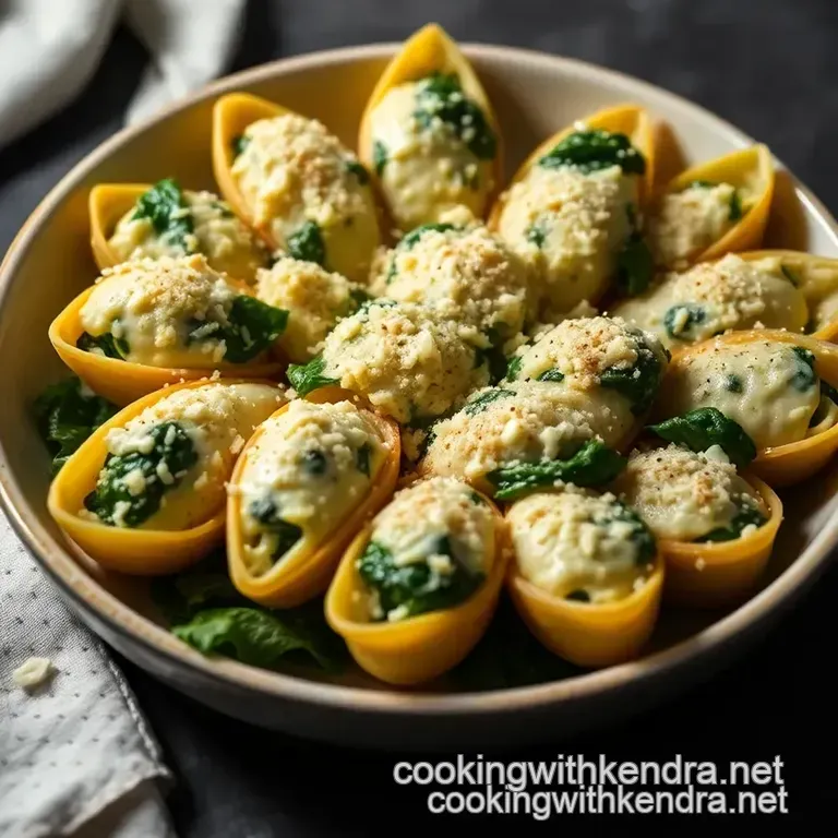 Savory Spinach and Low Fat Ricotta Cheese Stuffed Shells presentation