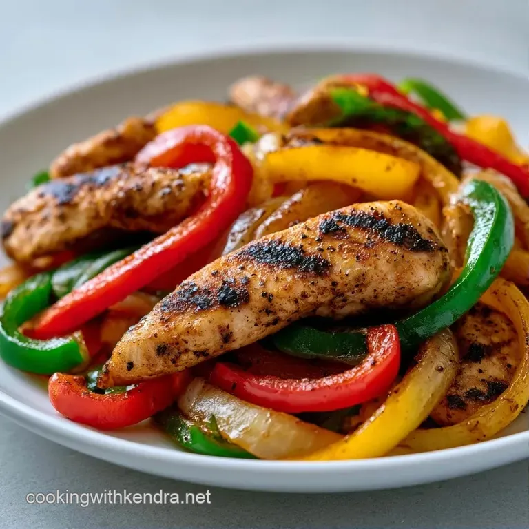 Warm flour tortillas stacked beside a platter of charred peppers, juicy chicken, and bright fresh lime slices.