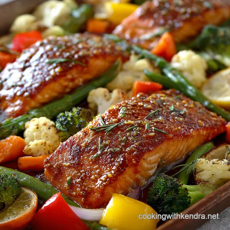 Sheet Pan Honey Mustard Salmon with Veggies the 30Minute Sticky Glaze Recipe presentation