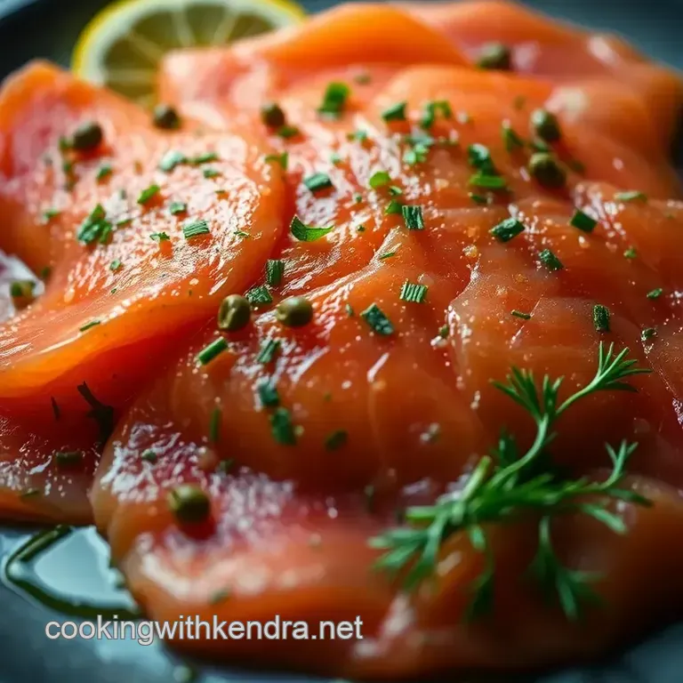 Silky Salmon Carpaccio with Citrus and Herb Dressing presentation