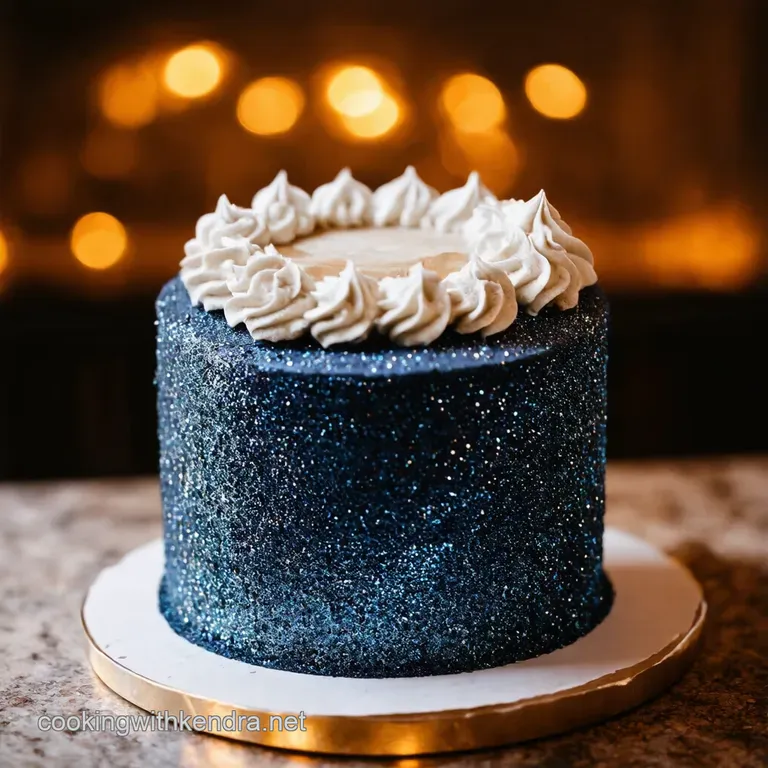 Silver Stardust Midnight Elegance Birthday Cake presentation