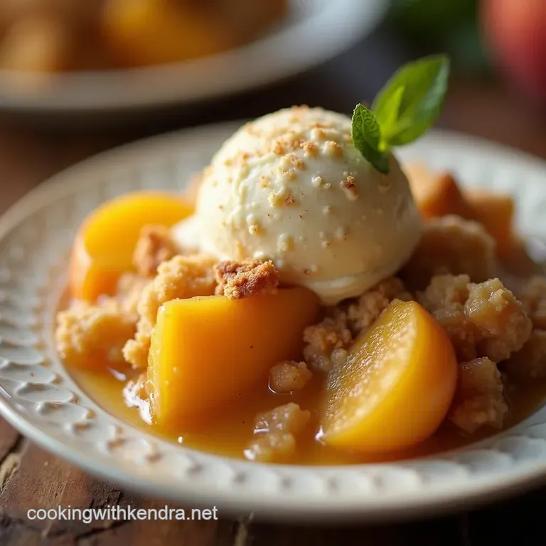 The Golden Crumble Topped Seriously Simple Summer Peach Cobbler presentation