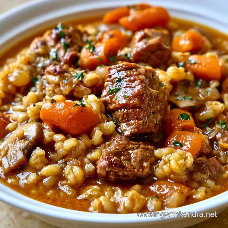 Old Fashioned Slow Cooker Beef Mushroom Barley Soup