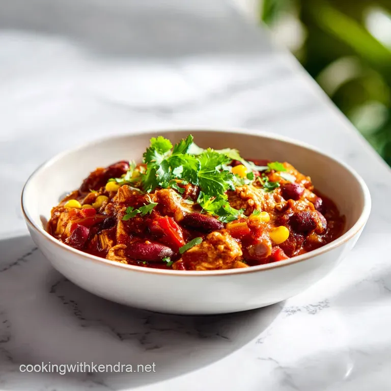 A steaming bowl of chunky taco soup with a dollop of sour cream and a sprinkle of shredded cheese.