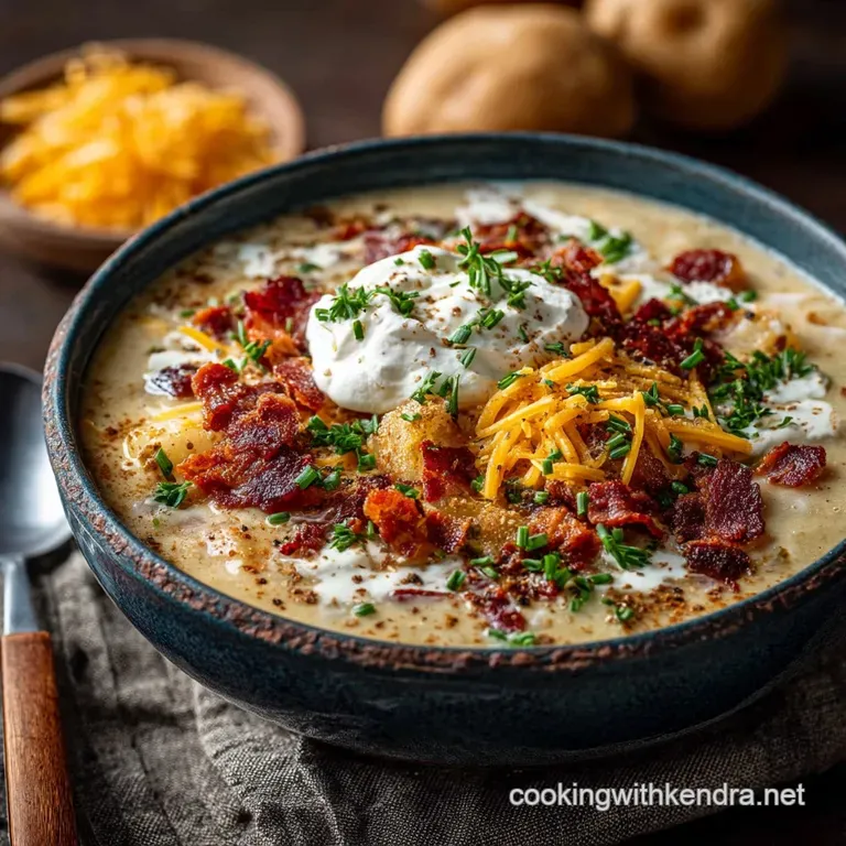 The Ultimate Slow Cooker Loaded Baked Potato Soup Comfort in a Bowl presentation