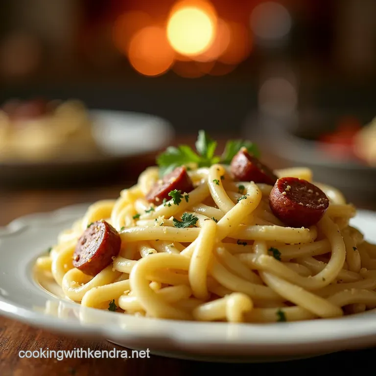 Bayou Fire Cream Smoked Sausage Cajun Alfredo presentation