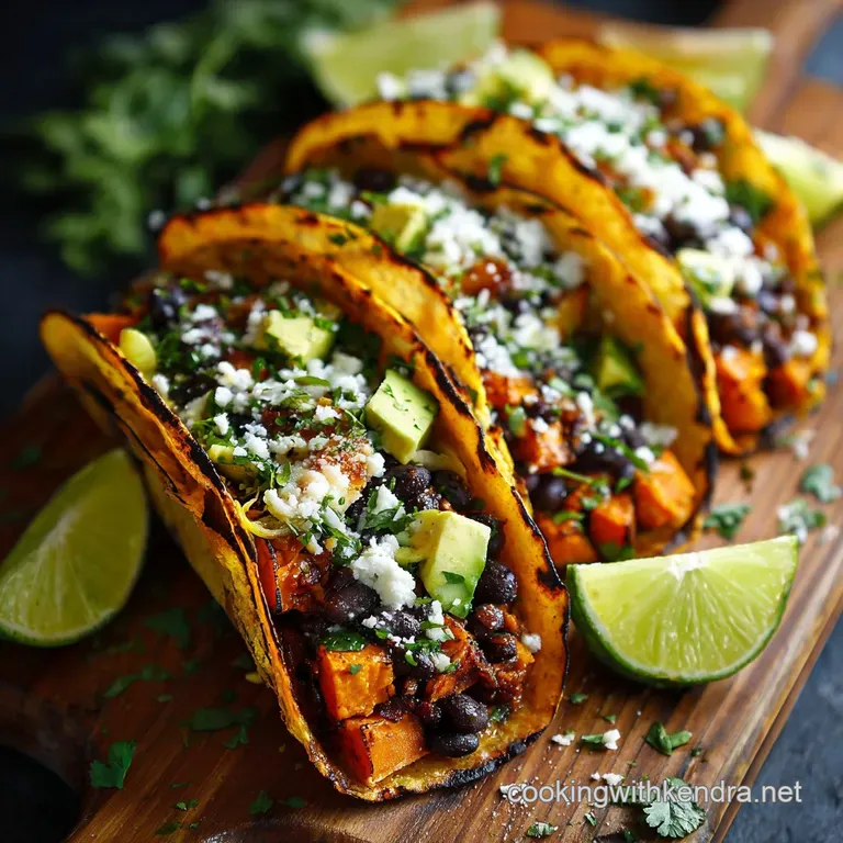 Sweet Potato Black Bean Tacos with Smoked Flavor and Zesty Lime Crema presentation