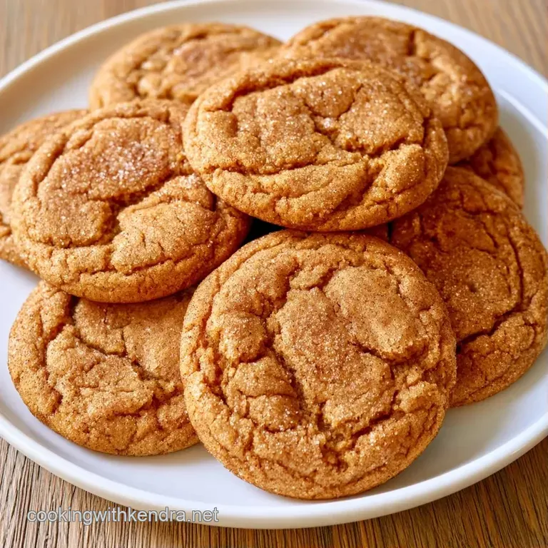 A stack of dark brown cookies on a white porcelain plate, showing soft centers and a shimmering sugar coating.