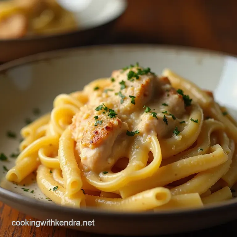 Silky Speedy The Best 30Minute Creamy Garlic Parmesan Chicken Pasta presentation