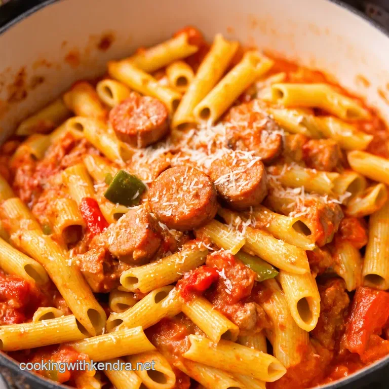 Speedy Sausage Peppers Pasta presentation