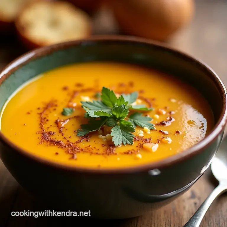 Spiced Butternut Squash Soup with Coconut Cream Toasted Pepitas presentation