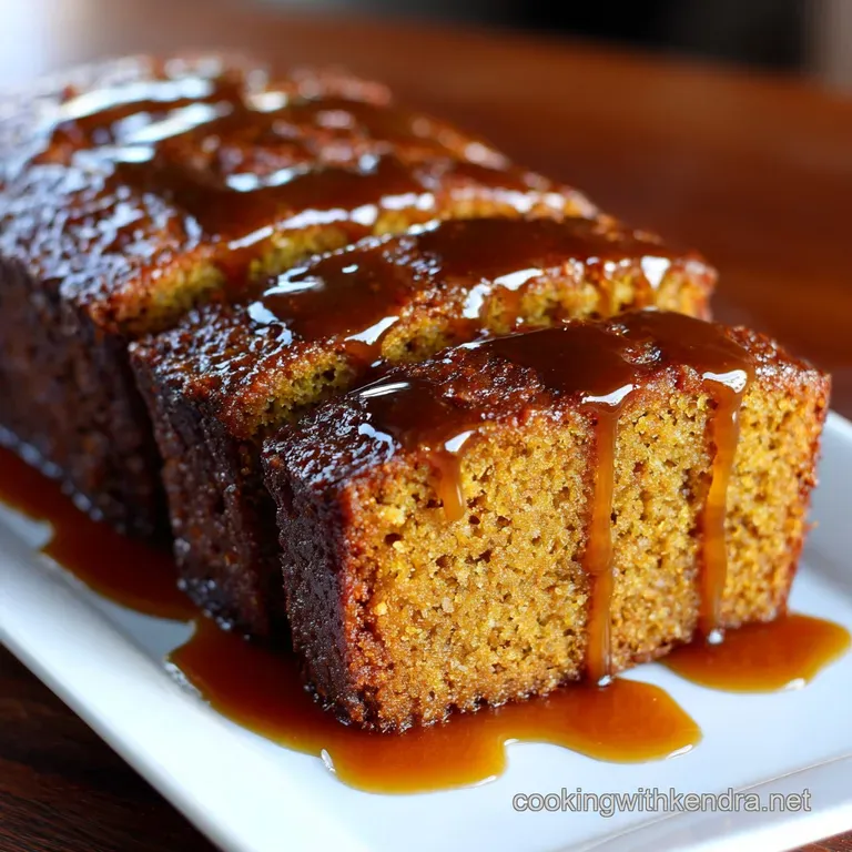 The Ultimate Moist Pumpkin Bread with Rich Brown Sugar Glaze presentation