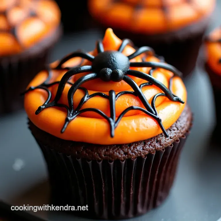 Spiderweb Chocolate Cupcakes with Ghoulish Goodies