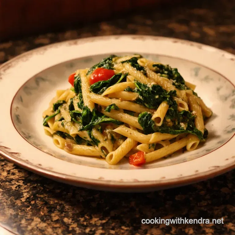 Spinach Sundried Tomato Pasta a Bowl of Sunshine presentation