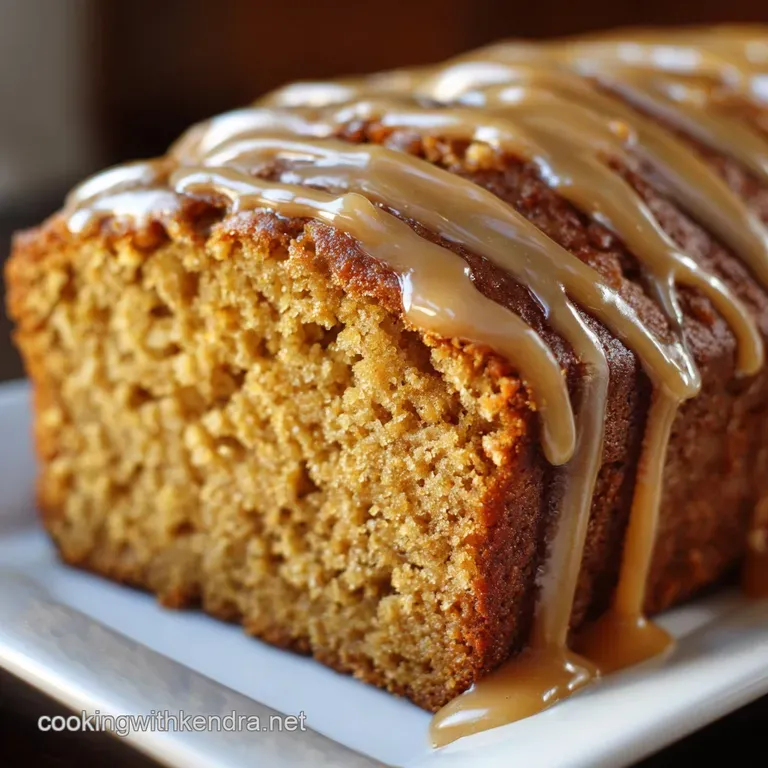 Autumns Golden Crumb Spiced Pumpkin Loaf with Sticky Brown Sugar Glaze presentation