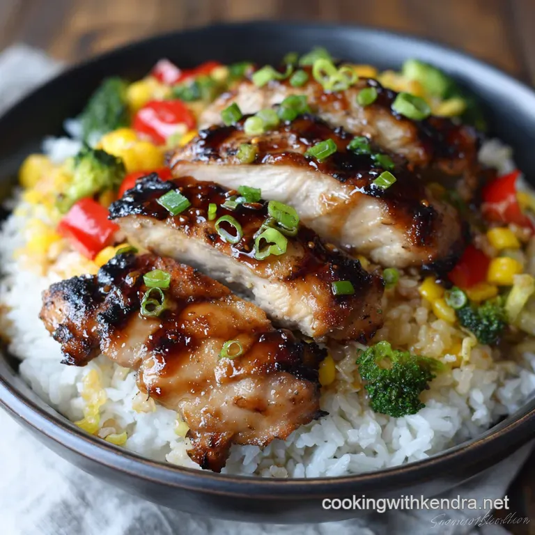 Sticky Teriyaki Chicken and Rainbow Vegetable Rice Bowls the Ultimate Weeknight Feast presentation