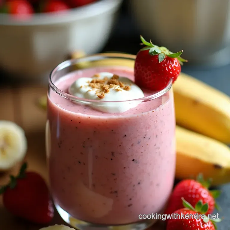 Strawberry Banana Bliss Smoothie presentation