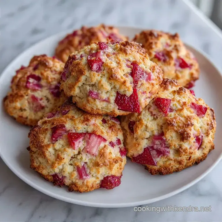 Buttery and Flaky Strawberry Rhubarb Scones