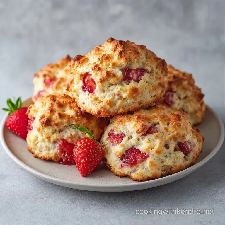 Flaky, golden pastries dusted with powdered sugar, served with clotted cream and fresh berries on a white plate.