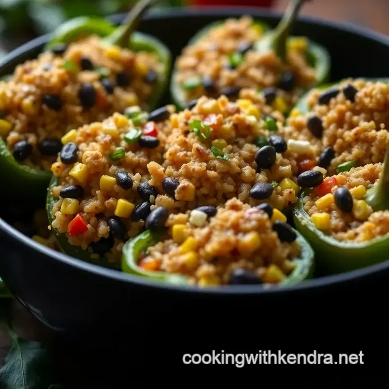 Stuffed Cubanelle Peppers with Quinoa and Black Beans presentation