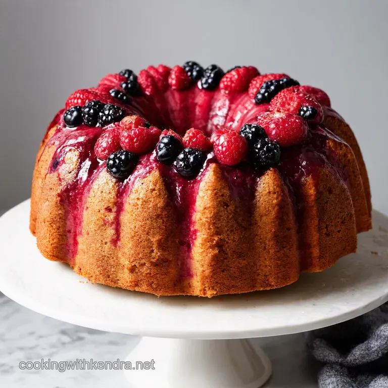 Summer Berry Bundt Cake with Lemon Glaze presentation