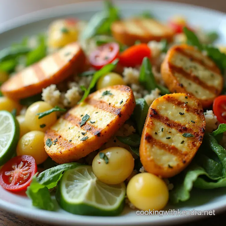 Sunshine Quinoa Salad with Grilled Halloumi and LemonHerb Vinaigrette