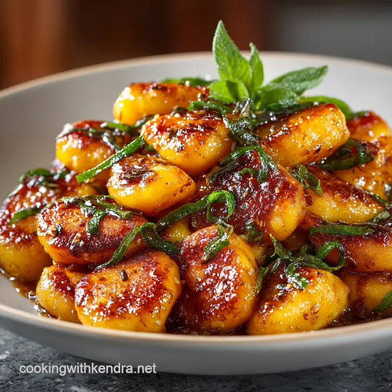 Sweet Plantain Gnocchi with Sage Brown Butter Sauce presentation