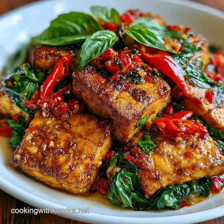 Saut&eacute;ed tofu and colorful vegetables served in a ceramic bowl beside a steaming mound of fluffy white jasmine rice.