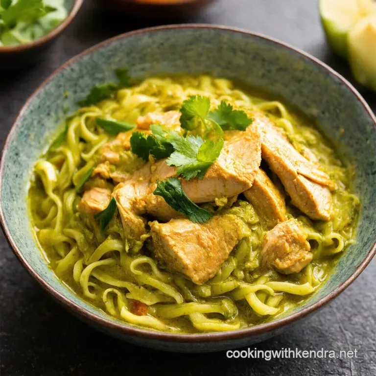Thai Green Curry Chicken Coconut Noodle Bowls presentation