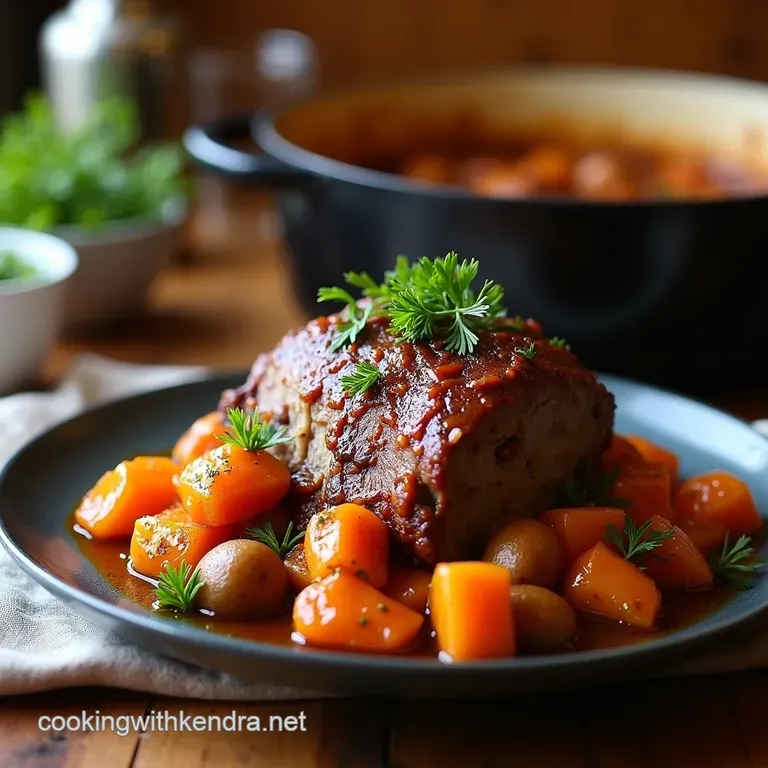 The Ultimate Set It and Forget It Dutch Oven Pot Roast presentation