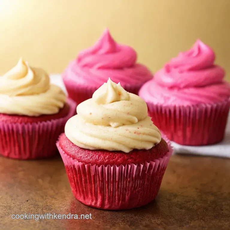 Tickled Pink Velvet Cupcakes with Dreamy Vanilla Buttercream presentation