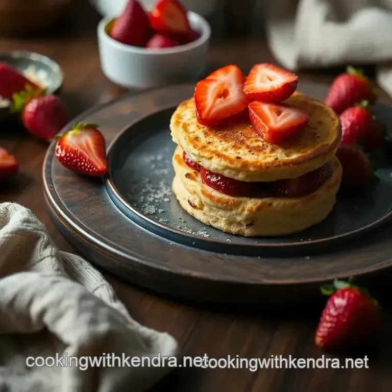 Toasted English Muffins with Strawberries Delight presentation