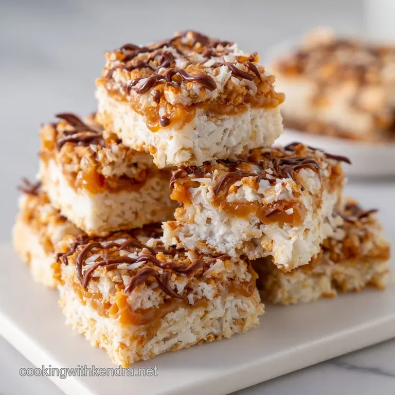 Toasted Coconut Salted Caramel Crunch Bars Recipe presentation