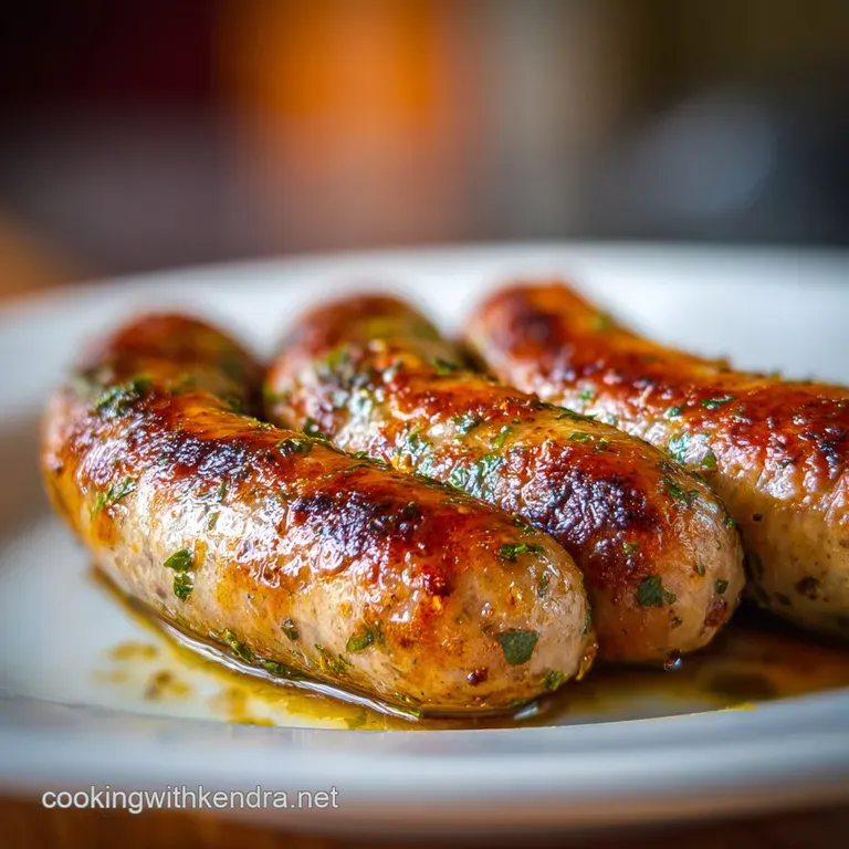 Crispy baked turkey sausage patty beside fluffy scrambled eggs and toast; light morning sunlight catches the golden hues.