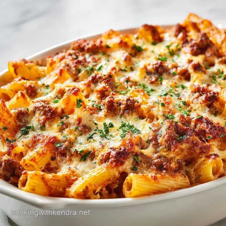 Baked Ziti: the Ultimate Cheesy Family Feast with Ricotta and Sausage presentation
