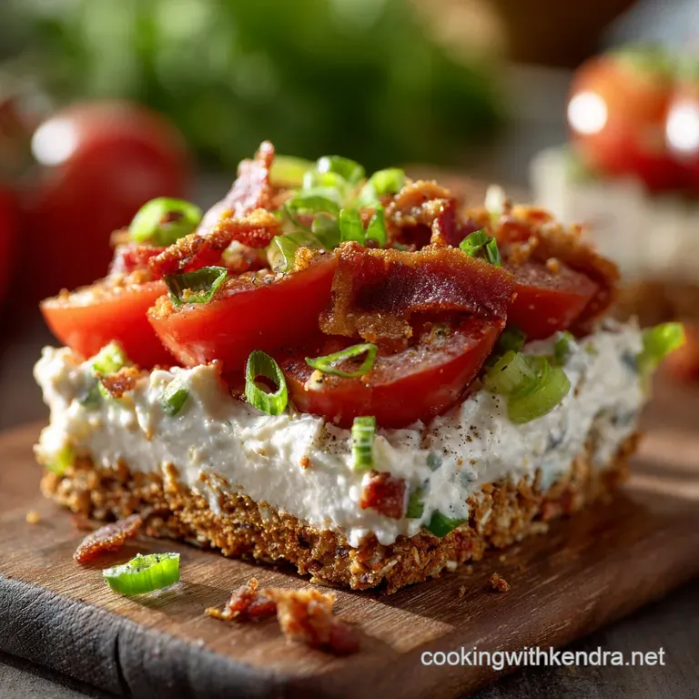 Blt Dip: the Ultimate Layered Appetizer with Cream Cheese and Sour Cream presentation