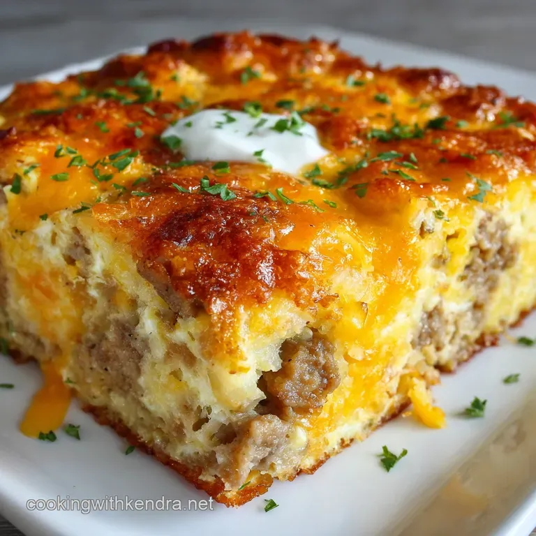 The Ultimate MakeAhead Sausage Cheddar Hashbrown Bake