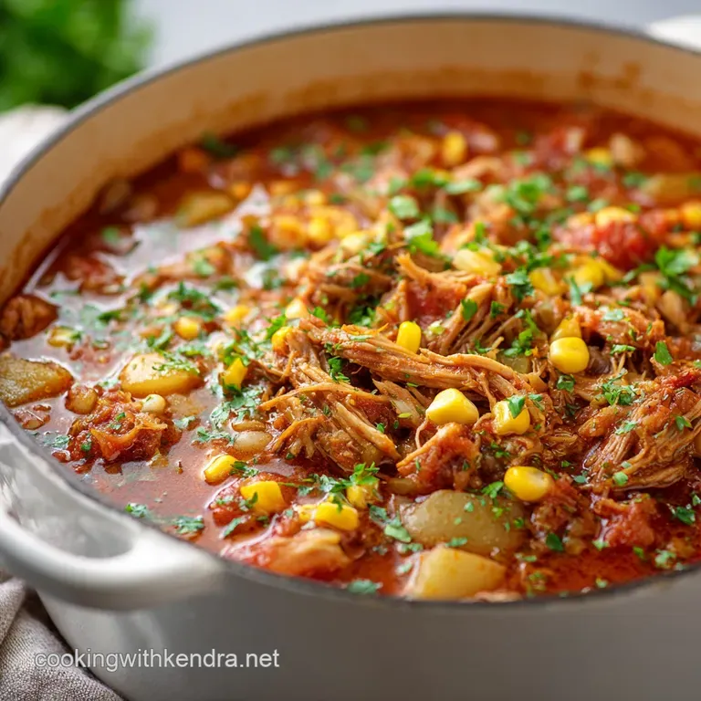 Southern Comfort Brunswick Stew with Pulled Pork and Chicken presentation