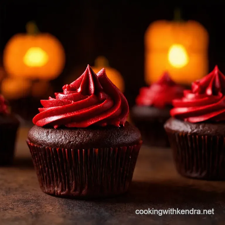 Vampire Bite Cupcakes with a Gory Cherry Surprise presentation