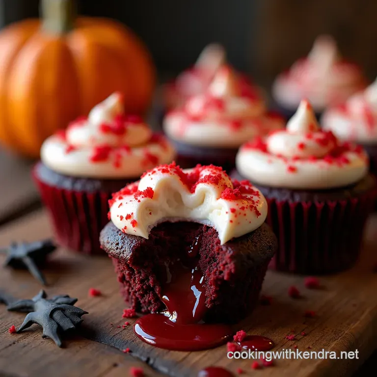 Vampire Kiss Cupcakes with Bloody Good Filling presentation