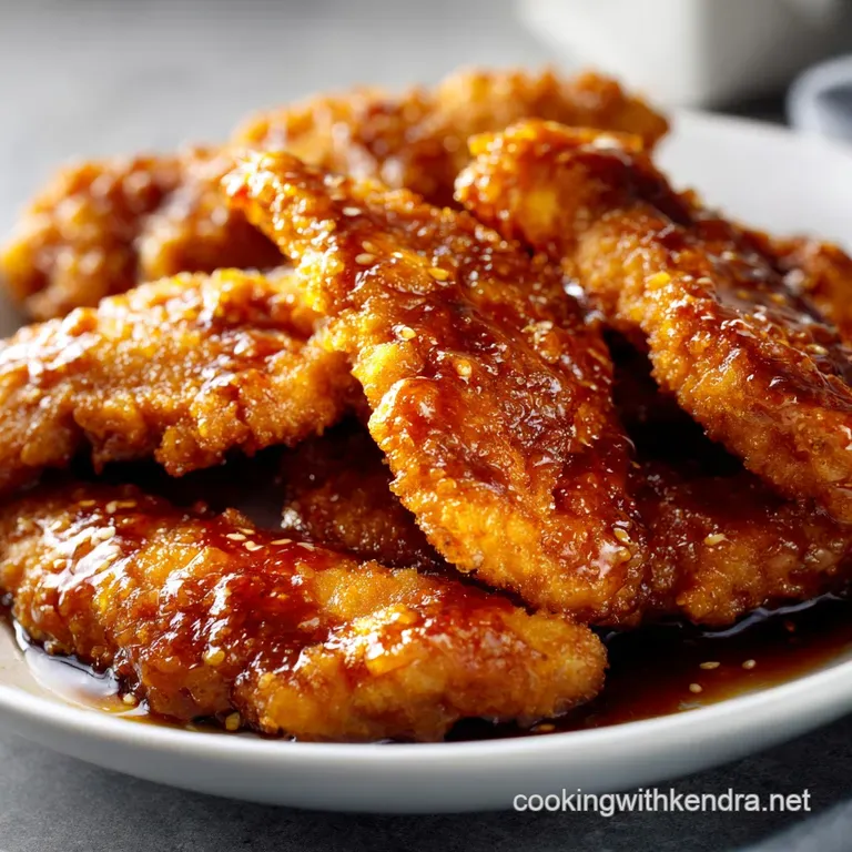 Tender chicken pieces and bright bell peppers drizzled in dark soy glaze, garnished with toasted sesame seeds.