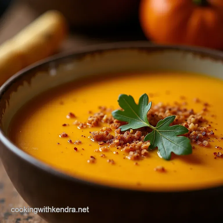 The Velveteen Roaster Creamy MapleSpiced Pumpkin Soup presentation