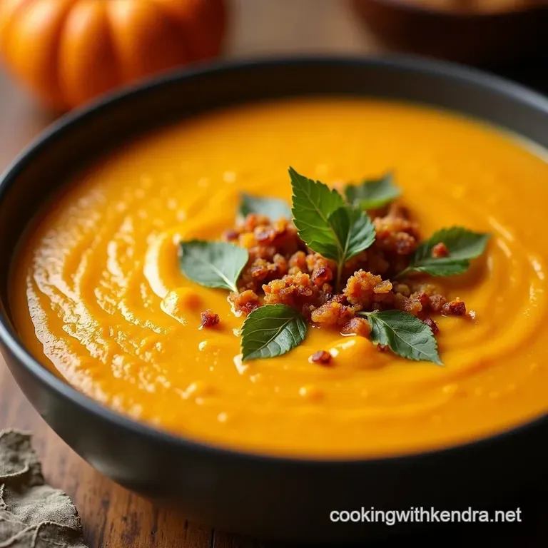 Autumn Gold Velvety Smooth Roasted Pumpkin Coconut Milk Soup presentation